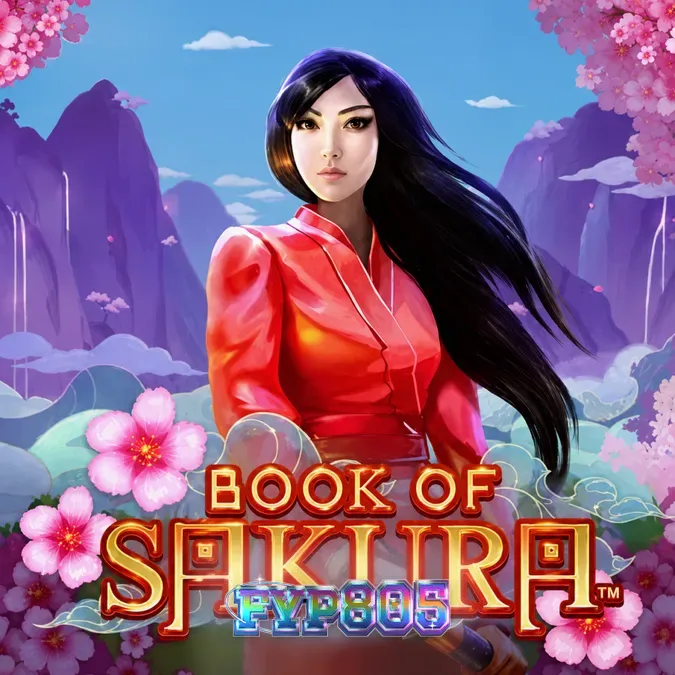 Tampilan visual slot Book of Sakura dengan latar belakang bunga sakura yang indah